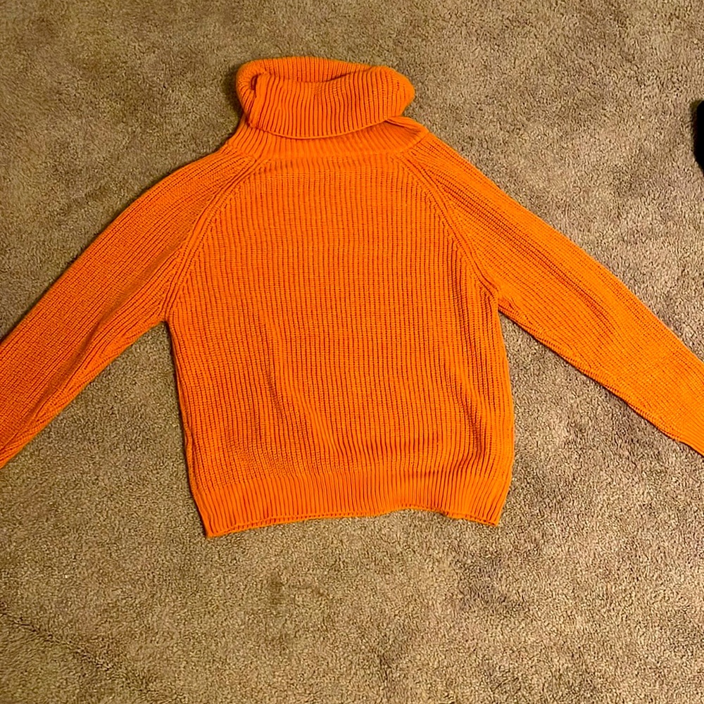 Orange turtle neck long sleeve sweater